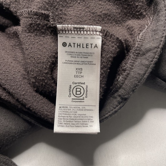 ATHLETA Purana Wrap Sweatshirt Oversized in Charcoal Grey Heather XXS - Picture 4 of 5